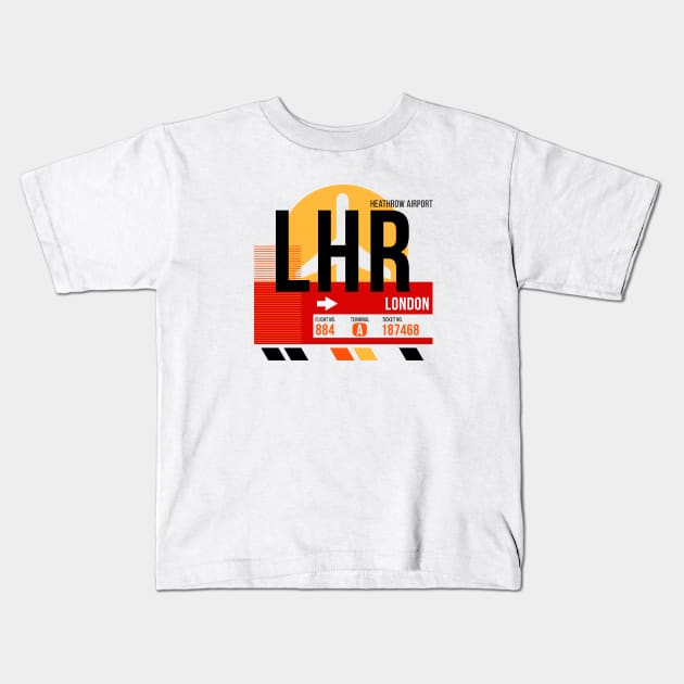 London Heathrow (LHR) Airport // Sunset Baggage Tag Kids T-Shirt by Now Boarding